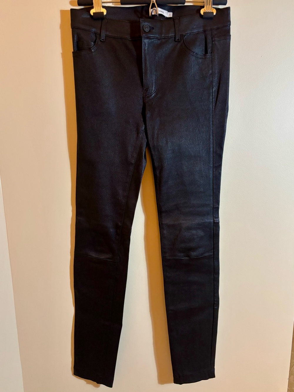 Vince Women's 100% Genuine Leather Black Slim Fit Pants size 4